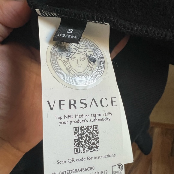 Versace Black Crewneck Sweater with Multicolor Logo - Picture 4 of 5